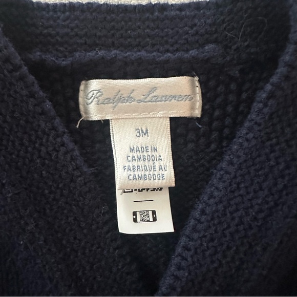 Ralph Lauren 3 Months Baby Boy Blue Button Down Cardigan Sweater - Picture 2 of 2